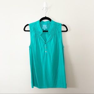 Escapada Sleeveless Smocked Blouse Teal